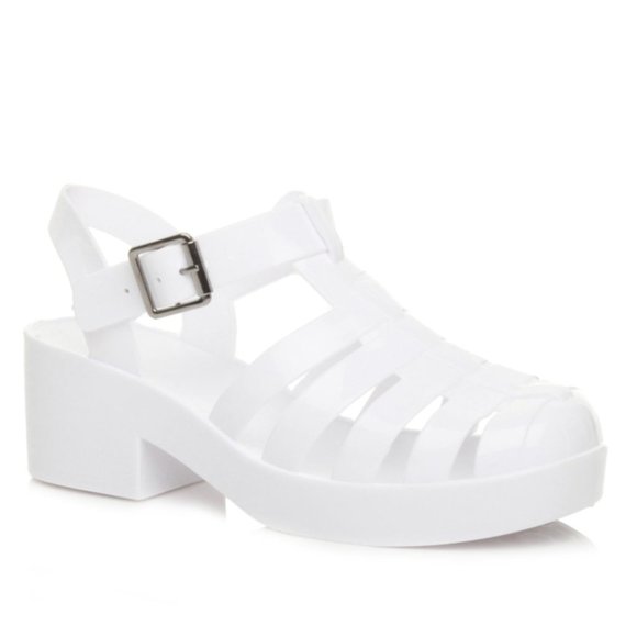 JuJu Shoes - JuJu England Chunky Heel BABE Jelly Sandals White Women